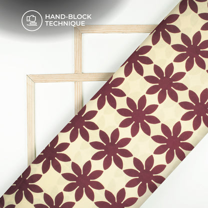 Floral Bagru Handblock Pure Cotton Fabric