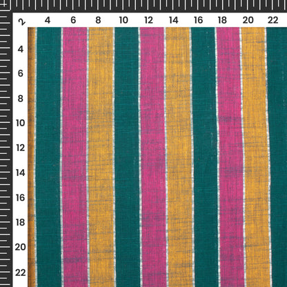 Multi-Color Stripes Lurex Slub Pure Handloom Cotton Slub Fabric