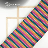 Multi-Color Stripes Lurex Slub Pure Handloom Cotton Slub Fabric