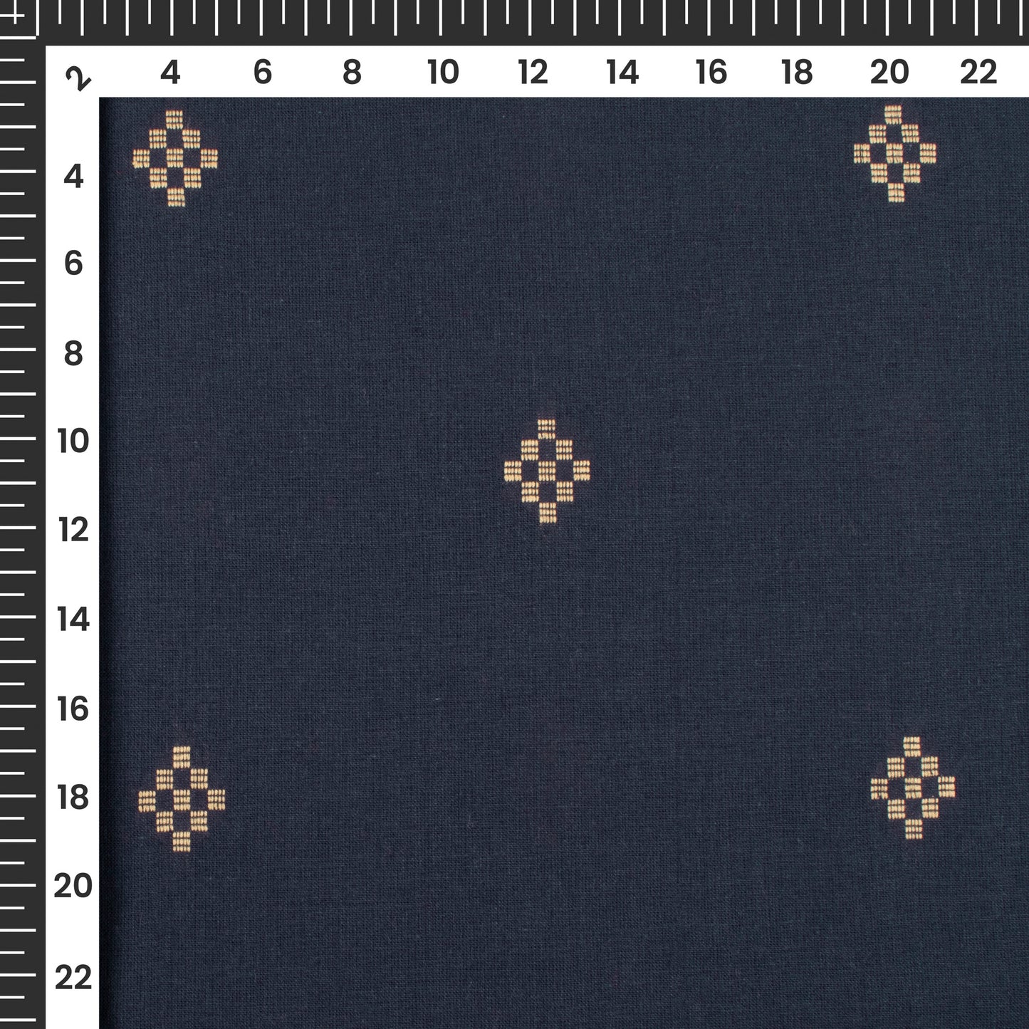 Exclusive Navy Blue Dobby Butta Pure Handloom Cotton Slub Fabric