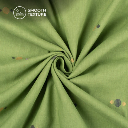 Exclusive Green Dobby Butta Pure Handloom Cotton Slub Fabric