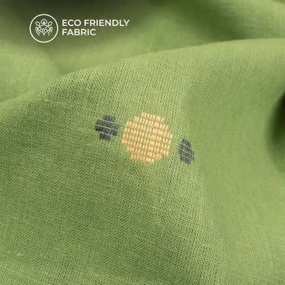 Exclusive Green Dobby Butta Pure Handloom Cotton Slub Fabric
