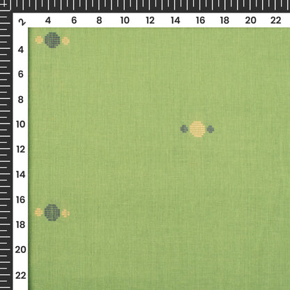 Exclusive Green Dobby Butta Pure Handloom Cotton Slub Fabric