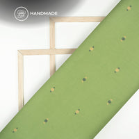 Exclusive Green Dobby Butta Pure Handloom Cotton Slub Fabric