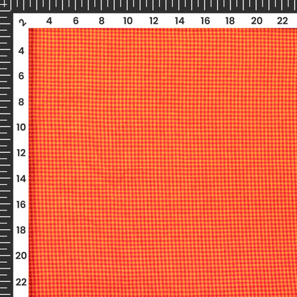 Orange Checked Pure Handloom Cotton Slub Fabric