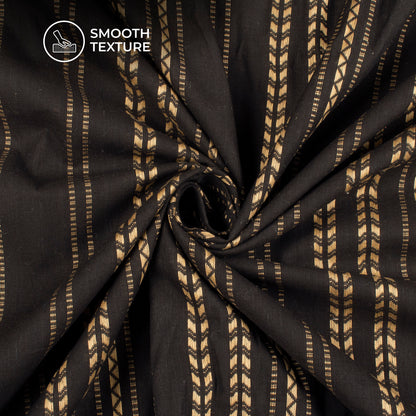 Black Stripes Pure Handloom Cotton Slub Fabric