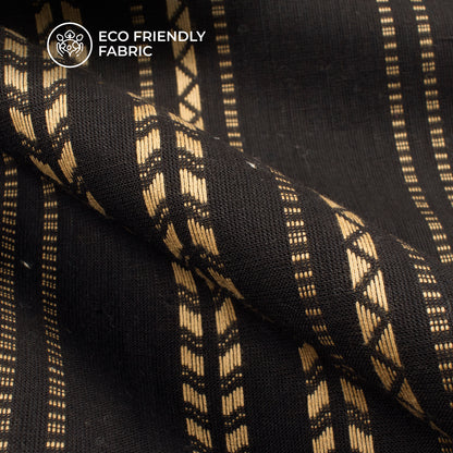 Black Stripes Pure Handloom Cotton Slub Fabric