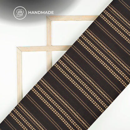 Black Stripes Pure Handloom Cotton Slub Fabric