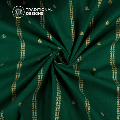 Sacramento Green Traditional Stripes Dobby Handloom Cotton Fabric