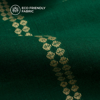 Sacramento Green Traditional Stripes Dobby Handloom Cotton Fabric