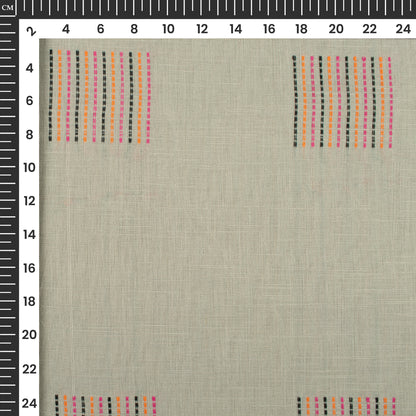 Rhino Grey Thread Stripes Dobby Handloom Cotton Fabric