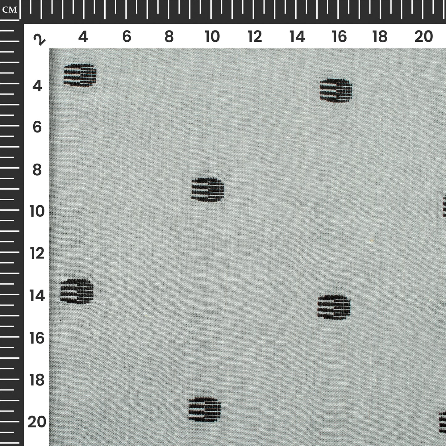 Pewter Grey And Black Thread Booti Handloom Cotton Fabric