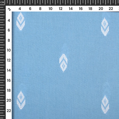 Maya Blue Thread Floral Dobby Handloom Cotton Fabric