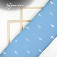 Maya Blue Thread Floral Dobby Handloom Cotton Fabric