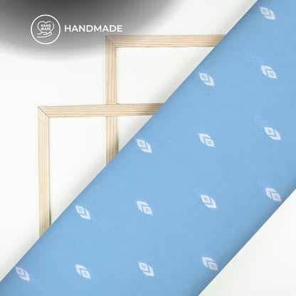 Maya Blue Thread Floral Dobby Handloom Cotton Fabric