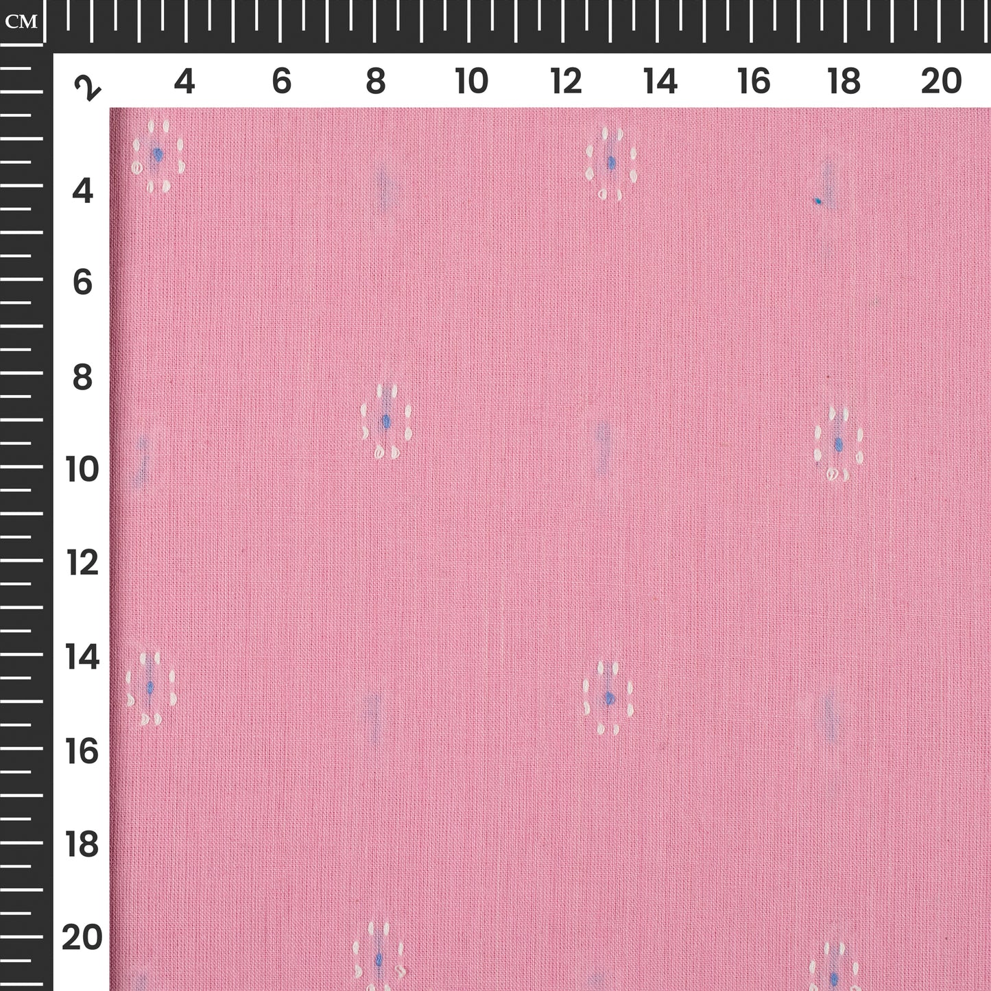 Blush Pink And White Booti Dobby Handloom Cotton Fabric