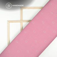 Blush Pink And White Booti Dobby Handloom Cotton Fabric