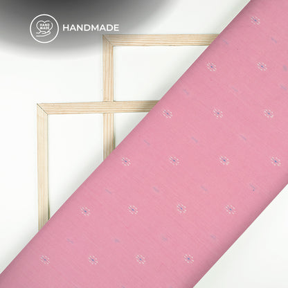 Blush Pink And White Booti Dobby Handloom Cotton Fabric