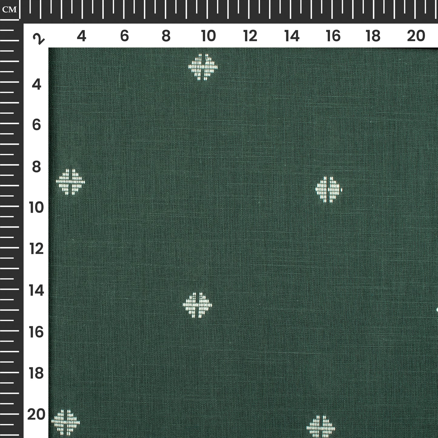 Pine Green Triangle Booti Dobby Handloom Cotton Fabric