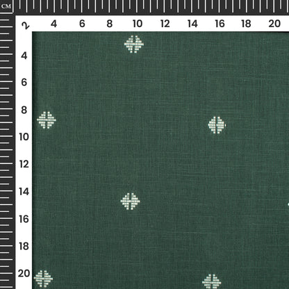 Pine Green Triangle Booti Dobby Handloom Cotton Fabric