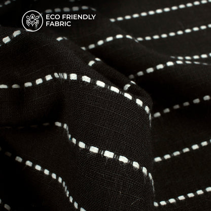 Black And White Stripes Dobby Handloom Cotton Fabric