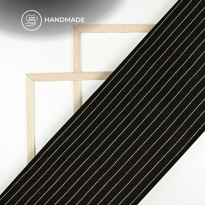 Black And White Stripes Dobby Handloom Cotton Fabric