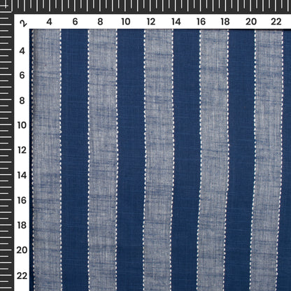 Exclusive Ribbed Dobby Stripes Pure Handloom Cotton Slub Fabric