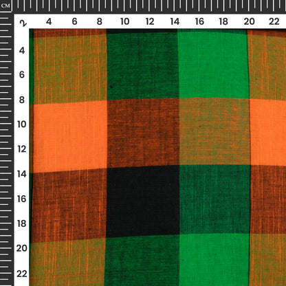 Multi-Color Checked Handloom Cotton Fabric