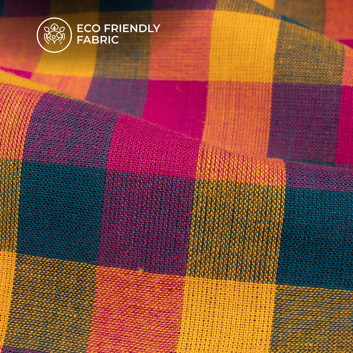 Multicolour Checked Pattern Multi-Color Checked Handloom Cotton Fabric – Fabcurate