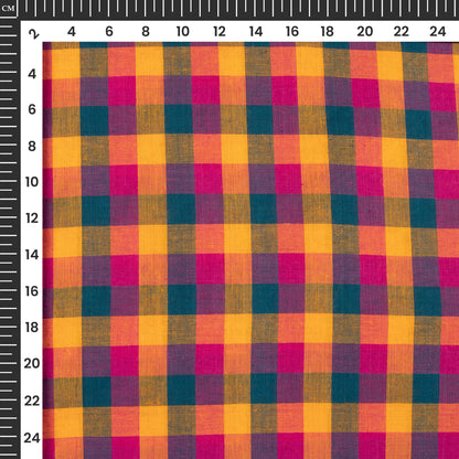 Multi-Color Checked Handloom Cotton Fabric
