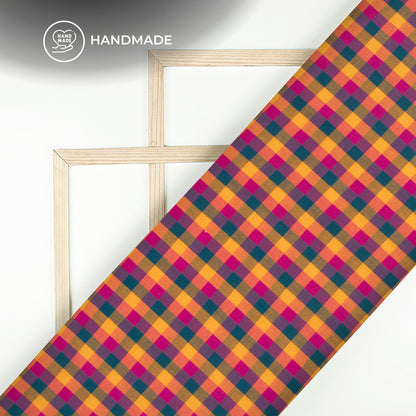 Multi-Color Checked Handloom Cotton Fabric