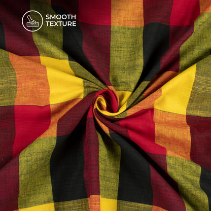 Multi-Color Checked Handloom Cotton Fabric