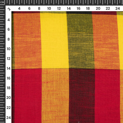 Multi-Color Checked Handloom Cotton Fabric
