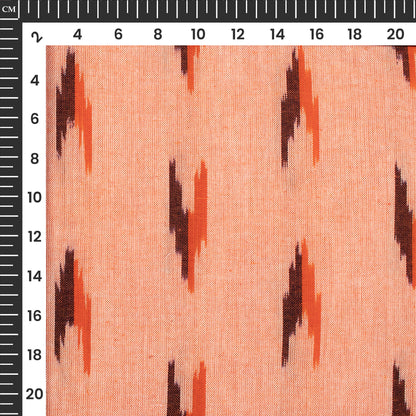 Peach Geometric Pre-Washed Pochampally Ikat Cotton Fabric