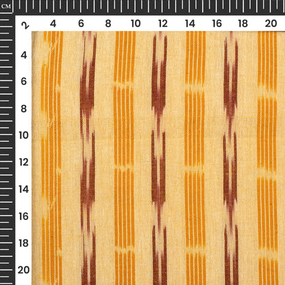 Yellow Stripes Pre-Washed Pochampally Ikat Cotton Fabric