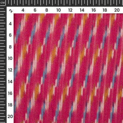 Pink Stripes Pre-Washed Pochampally Ikat Cotton Fabric
