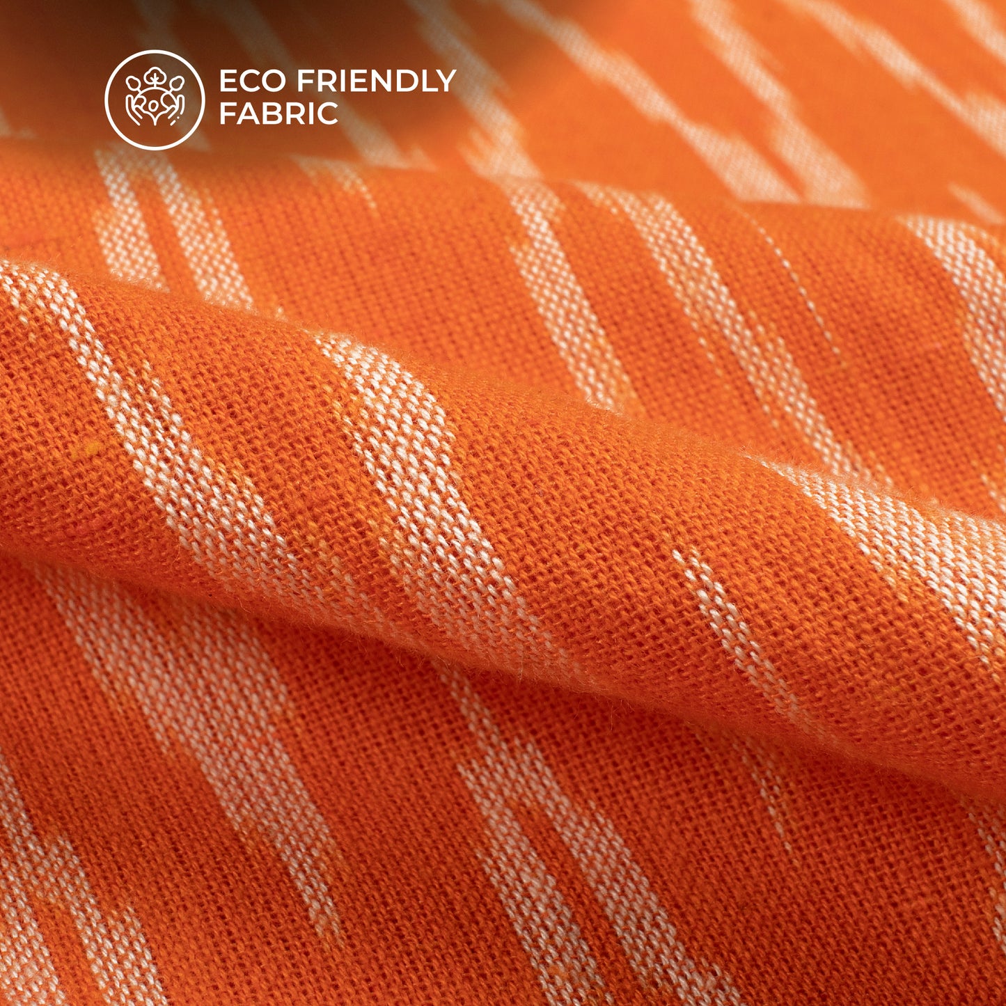 Orange Chevron Pre-Washed Pochampally Ikat Cotton Fabric