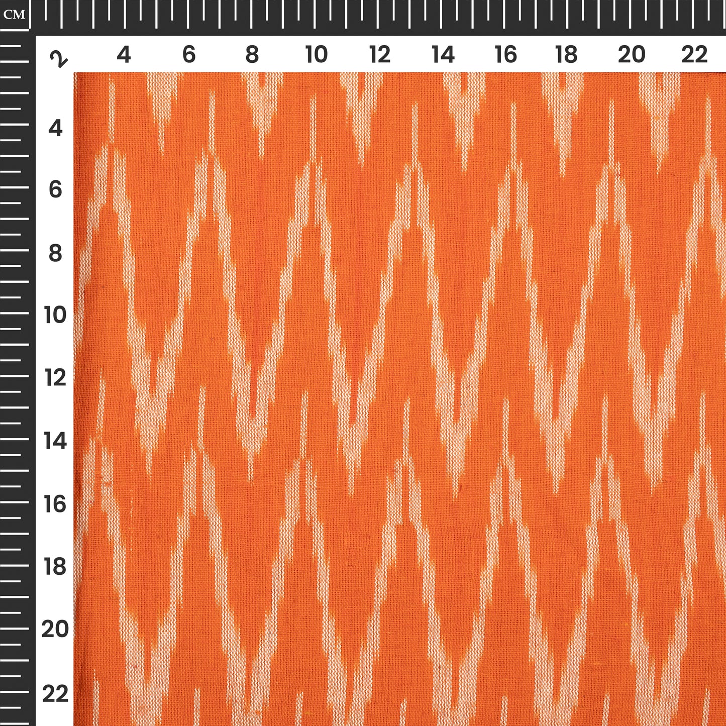 Orange Chevron Pre-Washed Pochampally Ikat Cotton Fabric