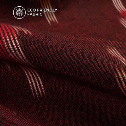 Dark Brown Geometric Pre-Washed Pochampally Ikat Cotton Fabric
