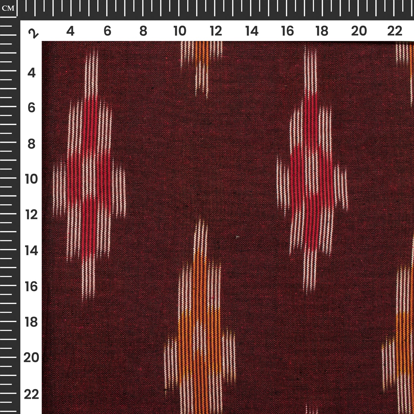 Dark Brown Geometric Pre-Washed Pochampally Ikat Cotton Fabric