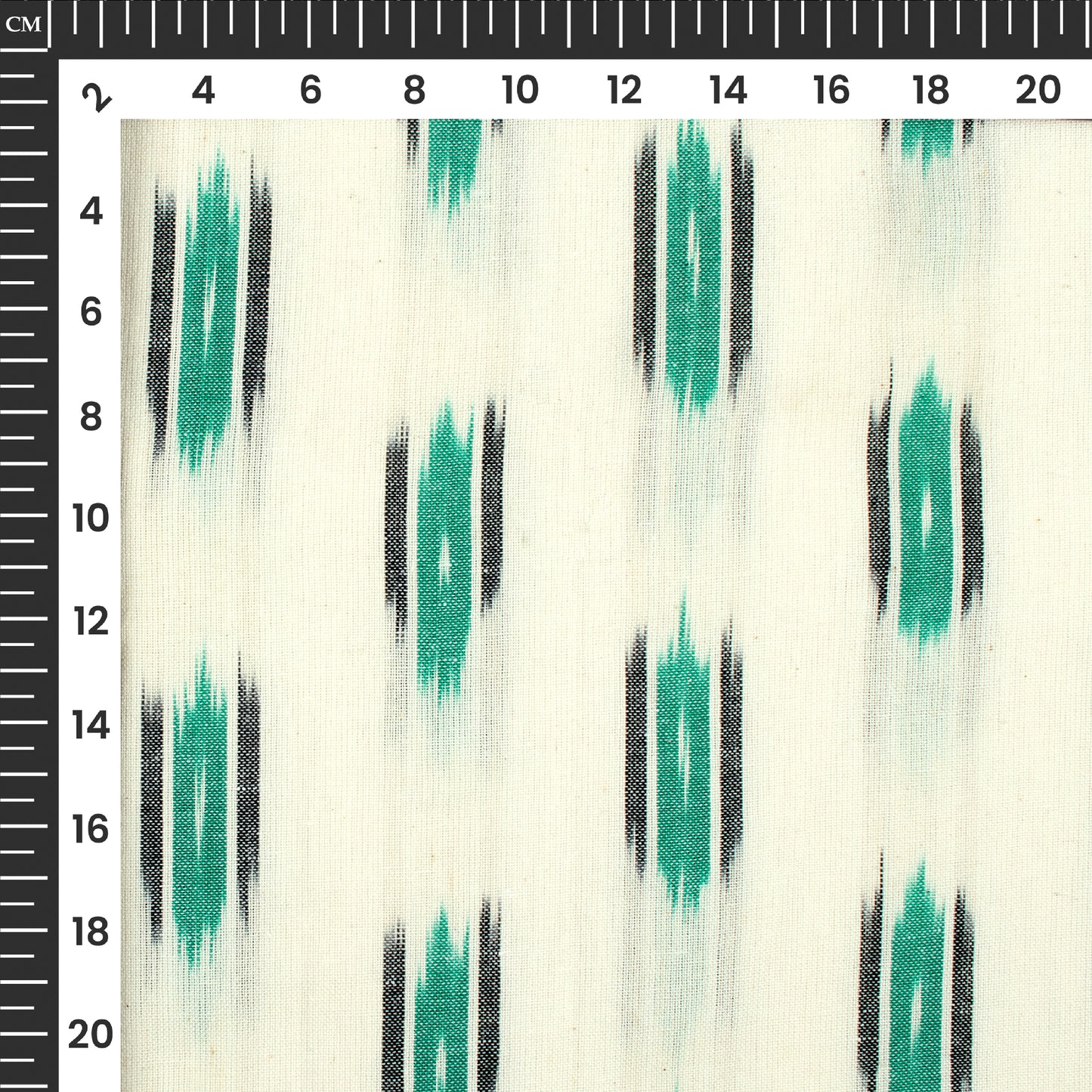 Teal Green Stripes Pre-Washed Pochampally Ikat Cotton Fabric