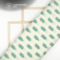 Teal Green Stripes Pre-Washed Pochampally Ikat Cotton Fabric