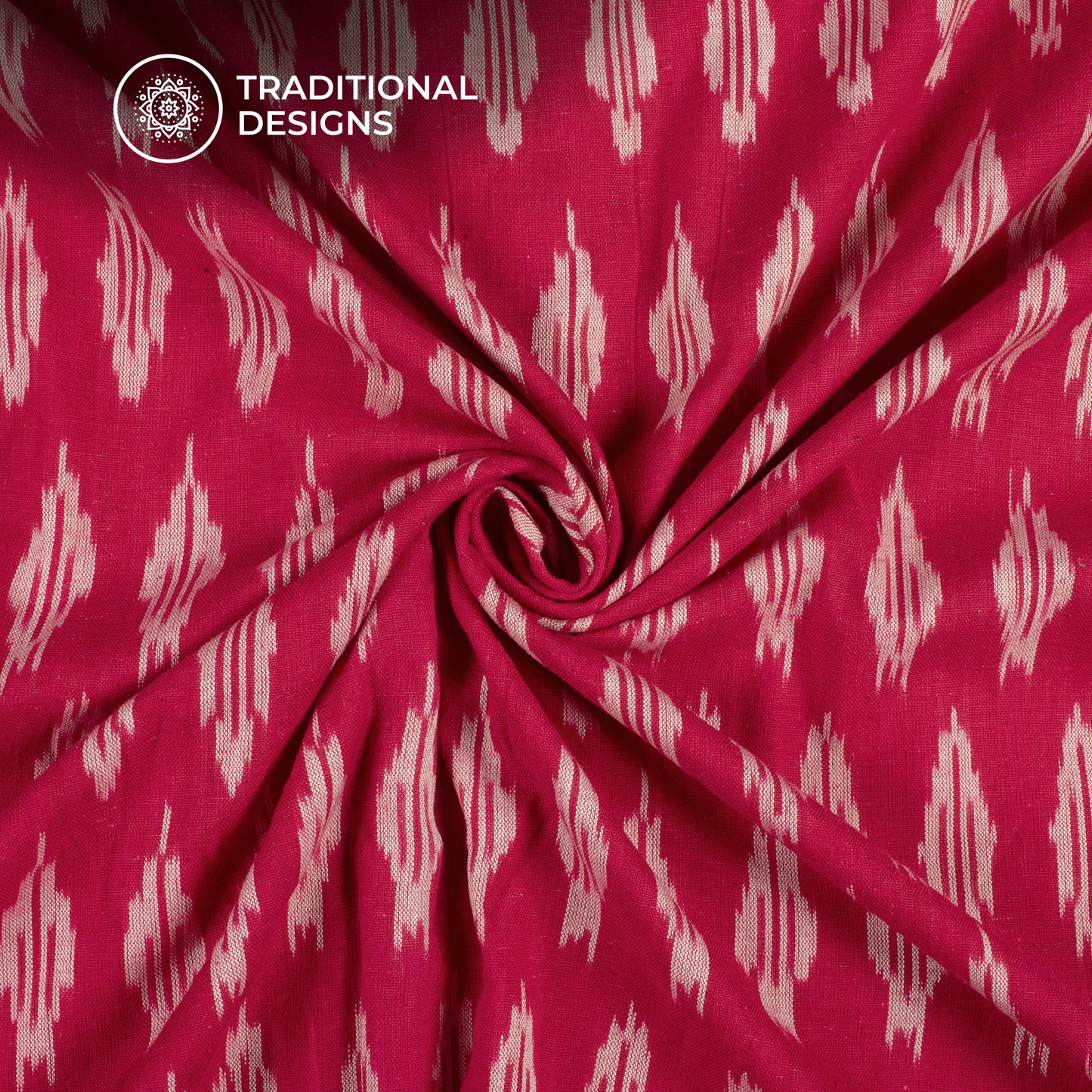 Pink Abstract Pre-Washed Pochampally Ikat Cotton Fabric