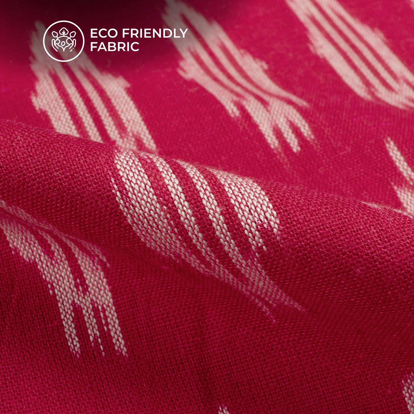 Pink Abstract Pre-Washed Pochampally Ikat Cotton Fabric