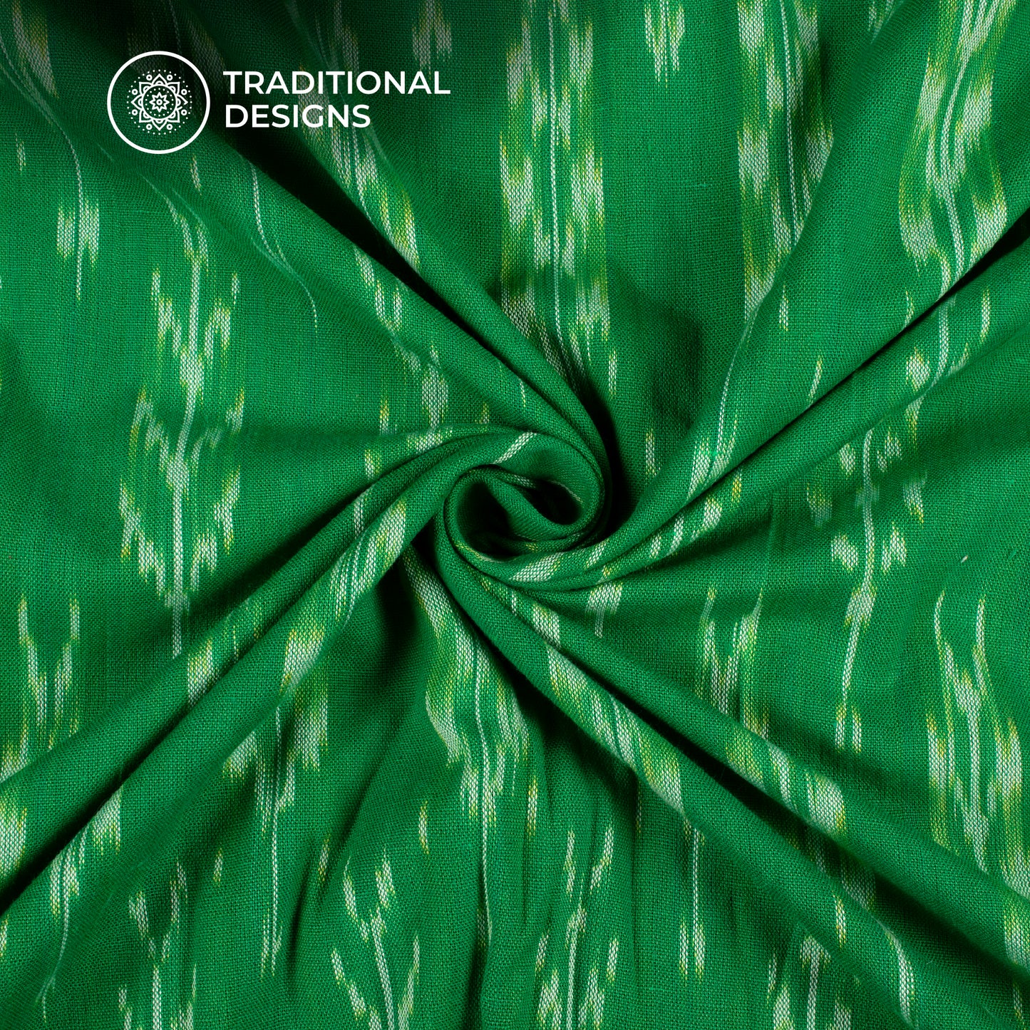 Green Arrow Pre-Washed Pochampally Ikat Cotton Fabric