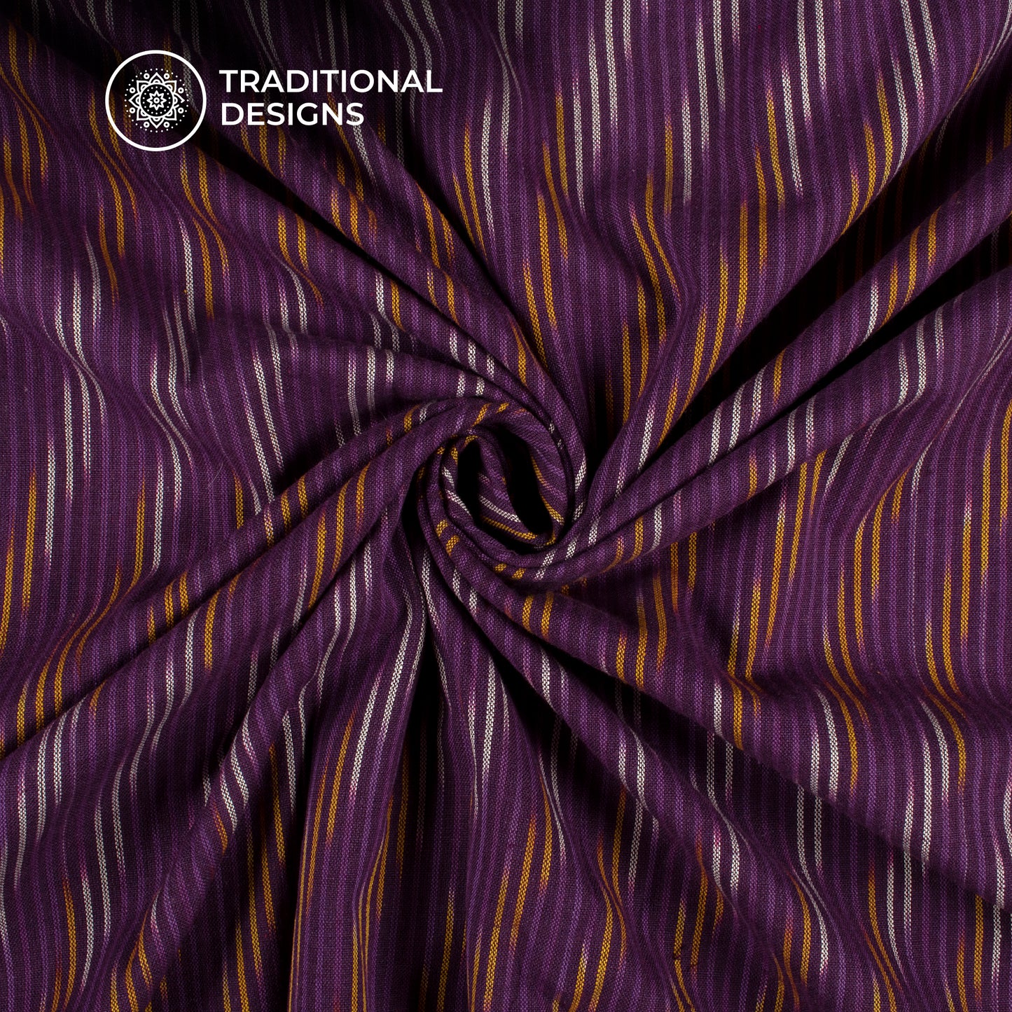 Purple Stripes Pre-Washed Pochampally Ikat Cotton Fabric