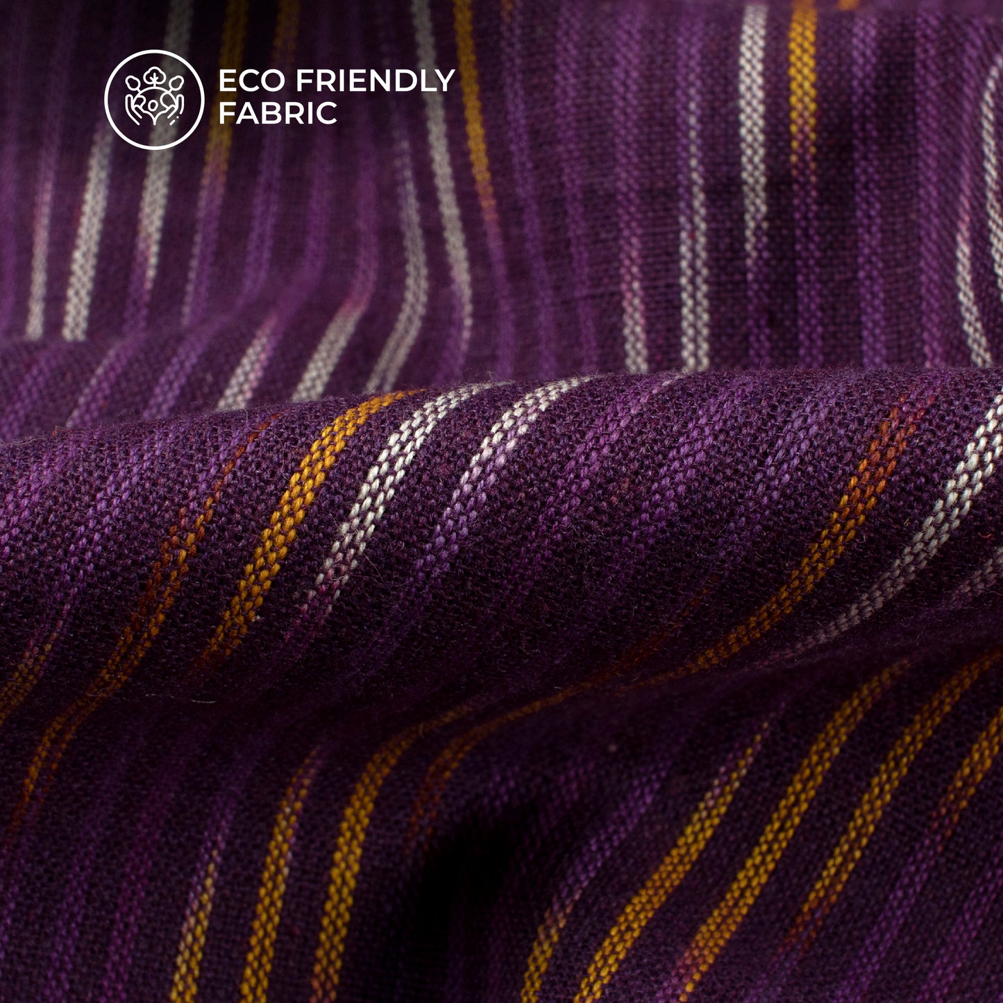 Purple Stripes Pre-Washed Pochampally Ikat Cotton Fabric