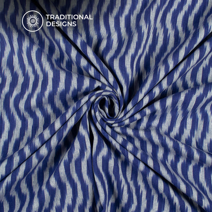 Royal Blue Leheriya Pre-Washed Pochampally Ikat Cotton Fabric