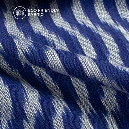 Royal Blue Leheriya Pre-Washed Pochampally Ikat Cotton Fabric