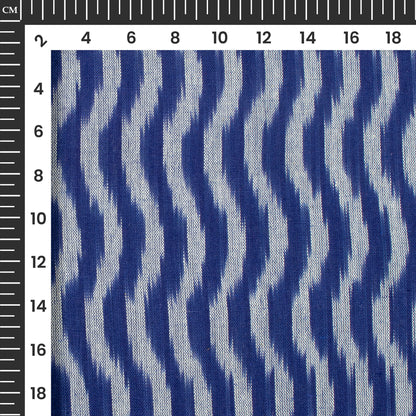 Royal Blue Leheriya Pre-Washed Pochampally Ikat Cotton Fabric